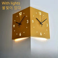 Double-Sided Corner Wall Clock – Silent Sensor Luminous Decor