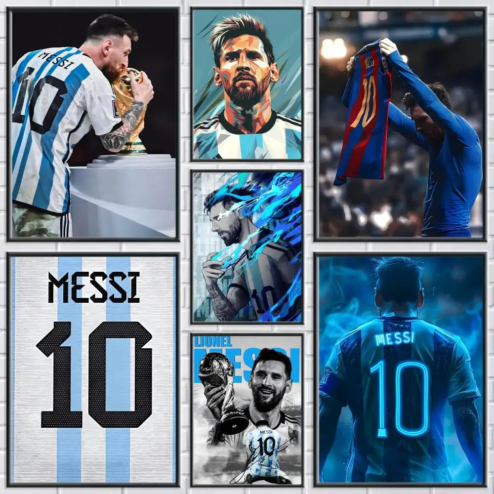 Football No.10 Messi Canvas Wall Art – Frameless Poster Print