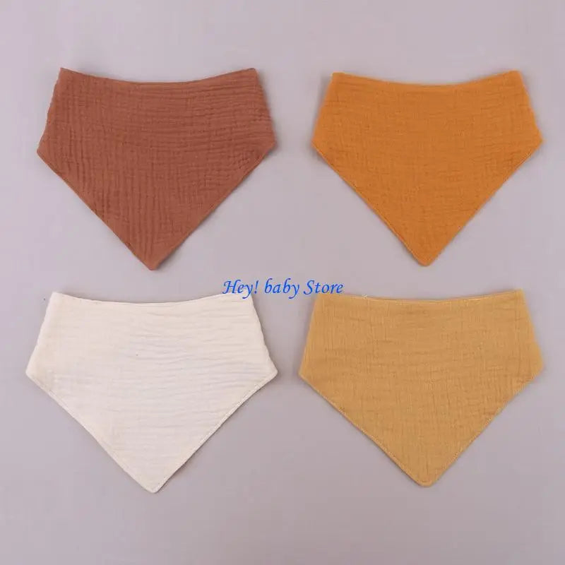 4-Pack Soft Cotton Bandana Baby Bibs | Muslin Drool Towels