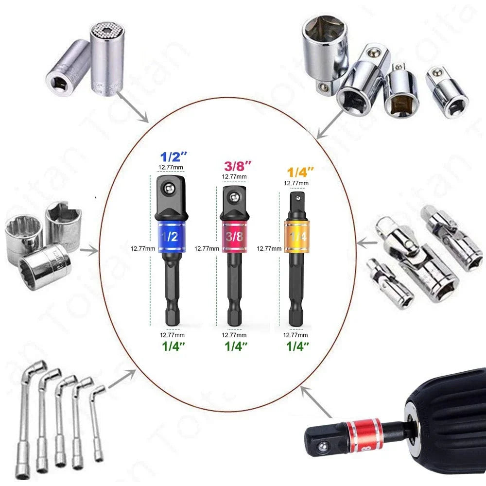 Impact Grade Power Hand Tools Driver Sockets Adapter Extension Hex