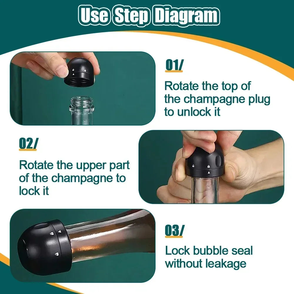 Silicone Wine & Champagne Bottle Stopper | Reusable Vacuum Seal