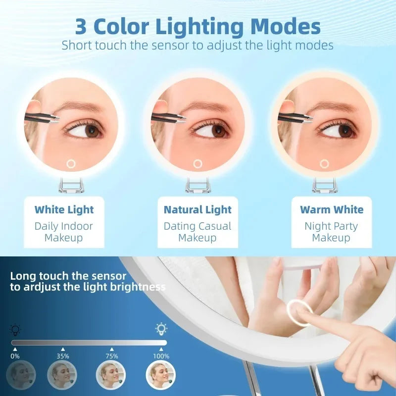 6" Lighted Magnifying Mirror 5-30X | 360° Stand & Suction Cup