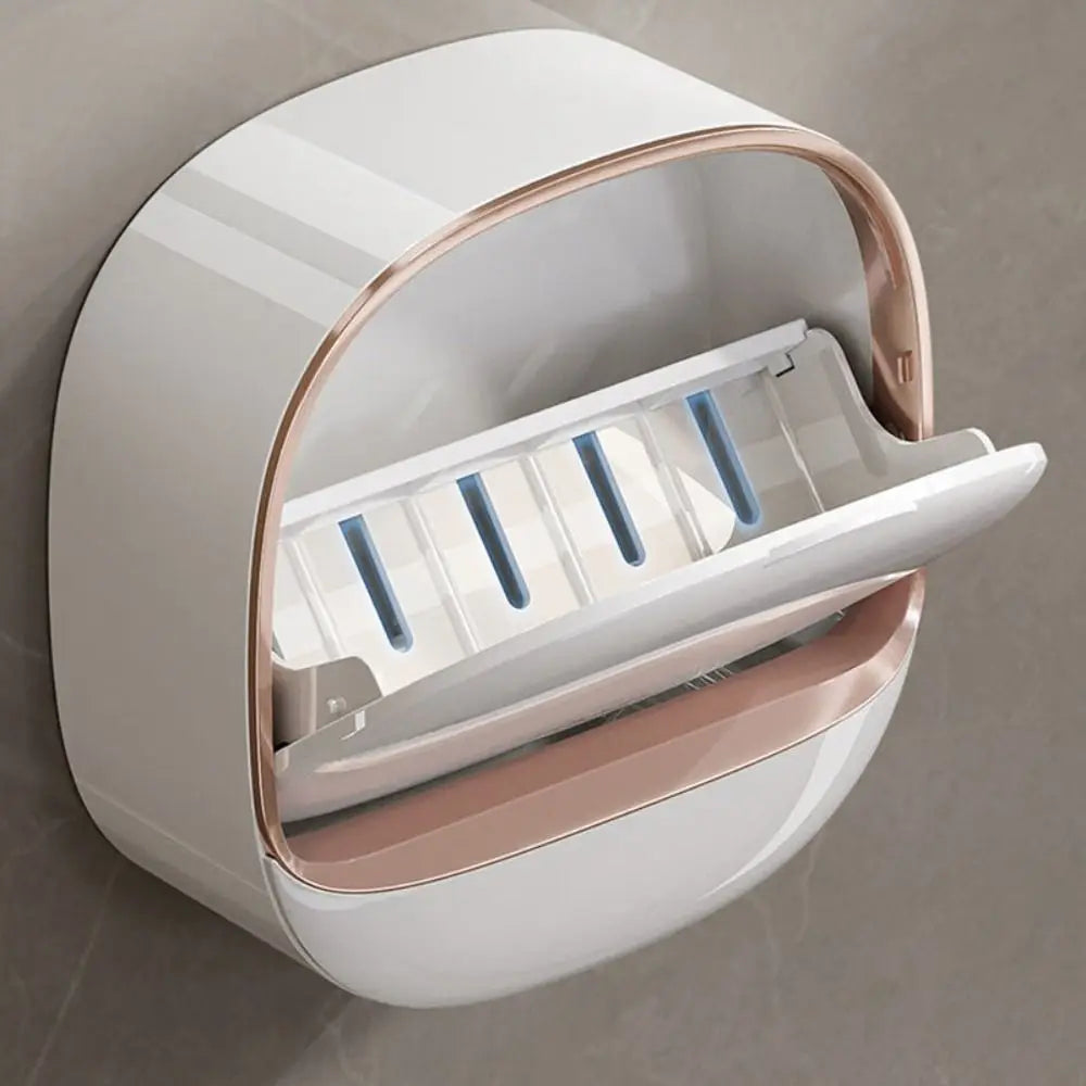Wall Mounted Soap Dish Drainage Box Waterproof Punch-free Bathroom