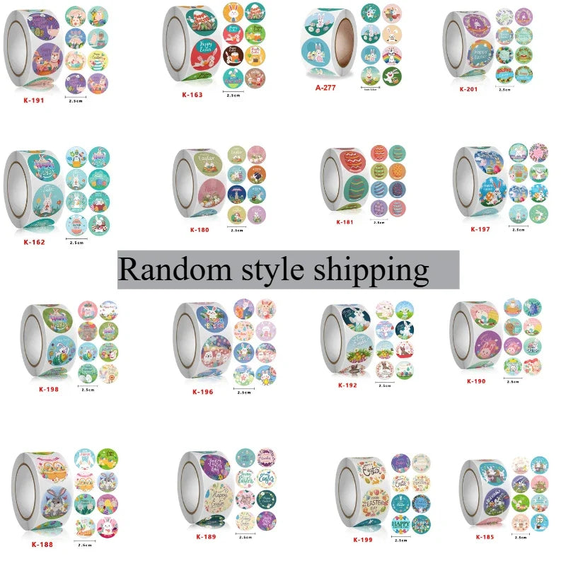 Easter Stickers 500–1000 Pcs | Egg & Bunny Self-Adhesive Rolls