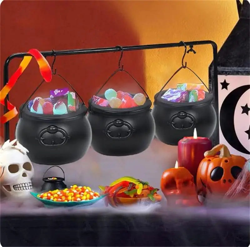 Candy Pot Halloween Witch Pots Spooky Design Black Cauldron Candies