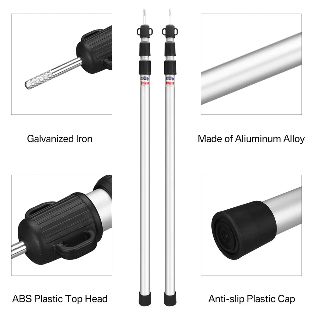 Telescoping Aluminum Camping Tent Poles 2.3M – Set of 2