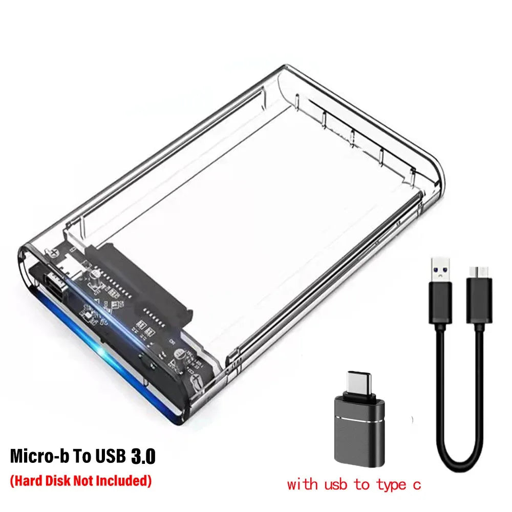 USB3 0 External HDD Case 5Gbps Transparent Hard Disk Drive Enclosure