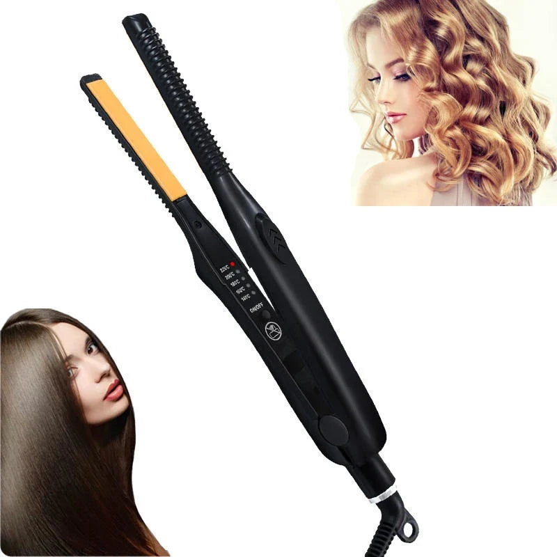 2-in-1 Ceramic Flat Iron Hair Straightener & Pencil Curler