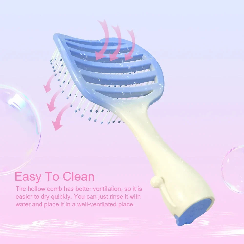 Cat Hollow-Out Detangling Hair Brush – Anti-Static Scalp Comb