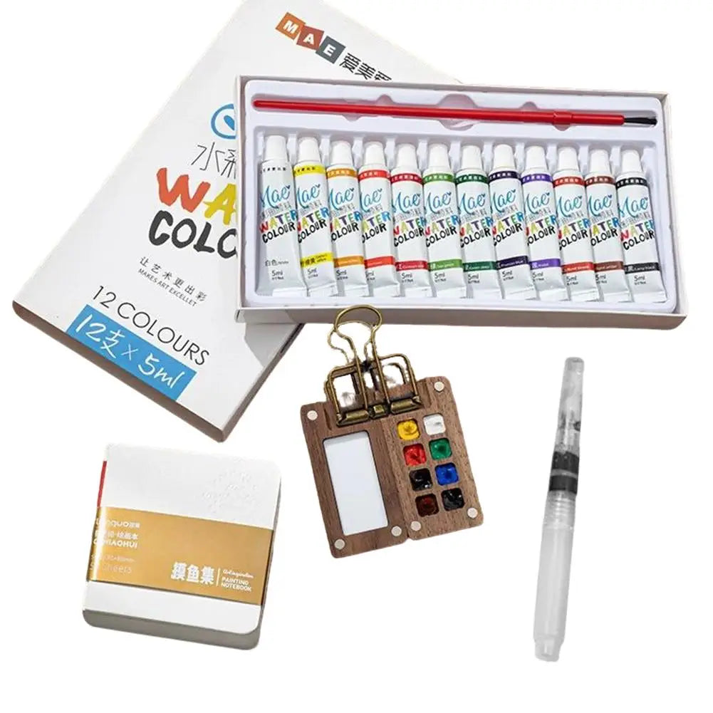 Mini Travel Watercolor Paint Set – Nano Wood Palette 12/24 Colors