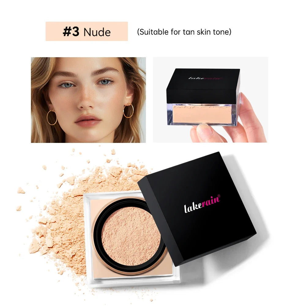 Lakerain Loose Baking & Setting Powder + Puff | Matte Finish