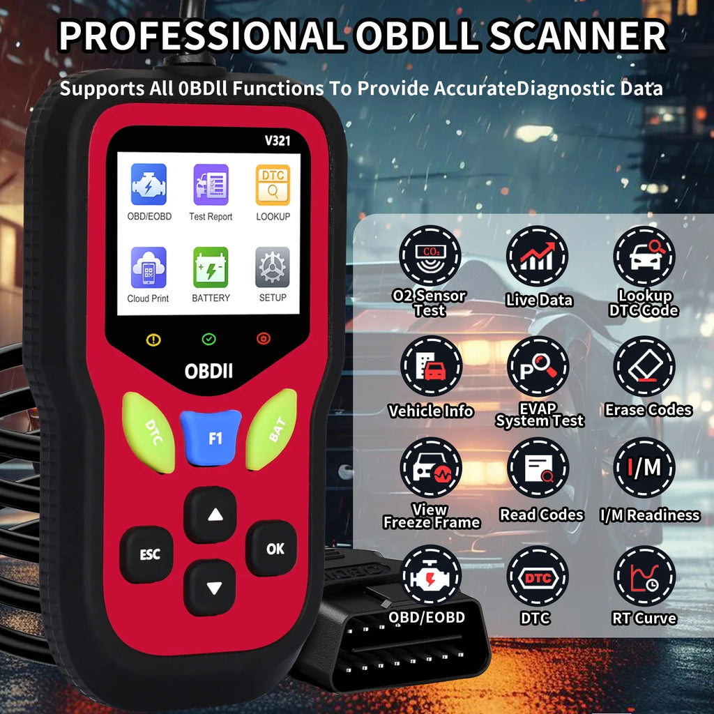 V321 OBD2 Diagnostic Tool | Code Reader & Engine Light Reset