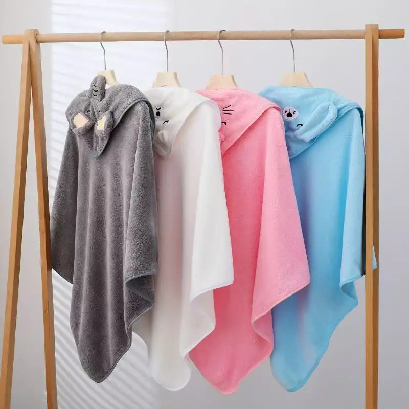 Baby Bath Towel Cape | Soft Cartoon Animal Design, Ages 0–2