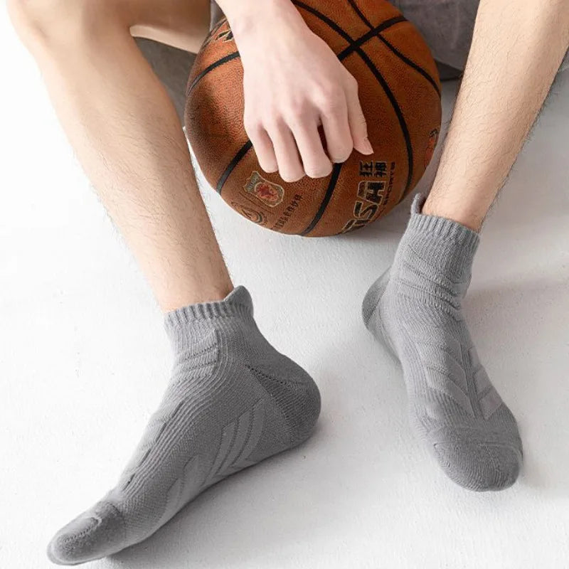 Men's Ankle Sports Socks 5 Pairs – Cushioned & Anti-Slip