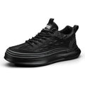 YBQJOO Men's Black Platform Sneakers – Casual Lace-Up Shoes