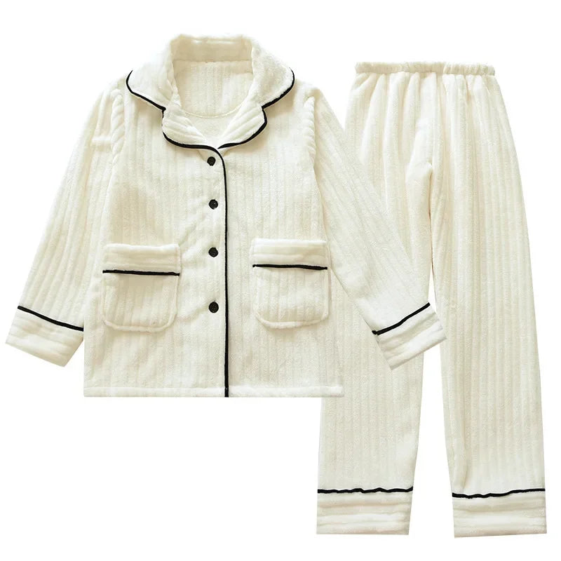 Coral Fleece Flannel Pajamas Set – Warm Winter Sleepwear