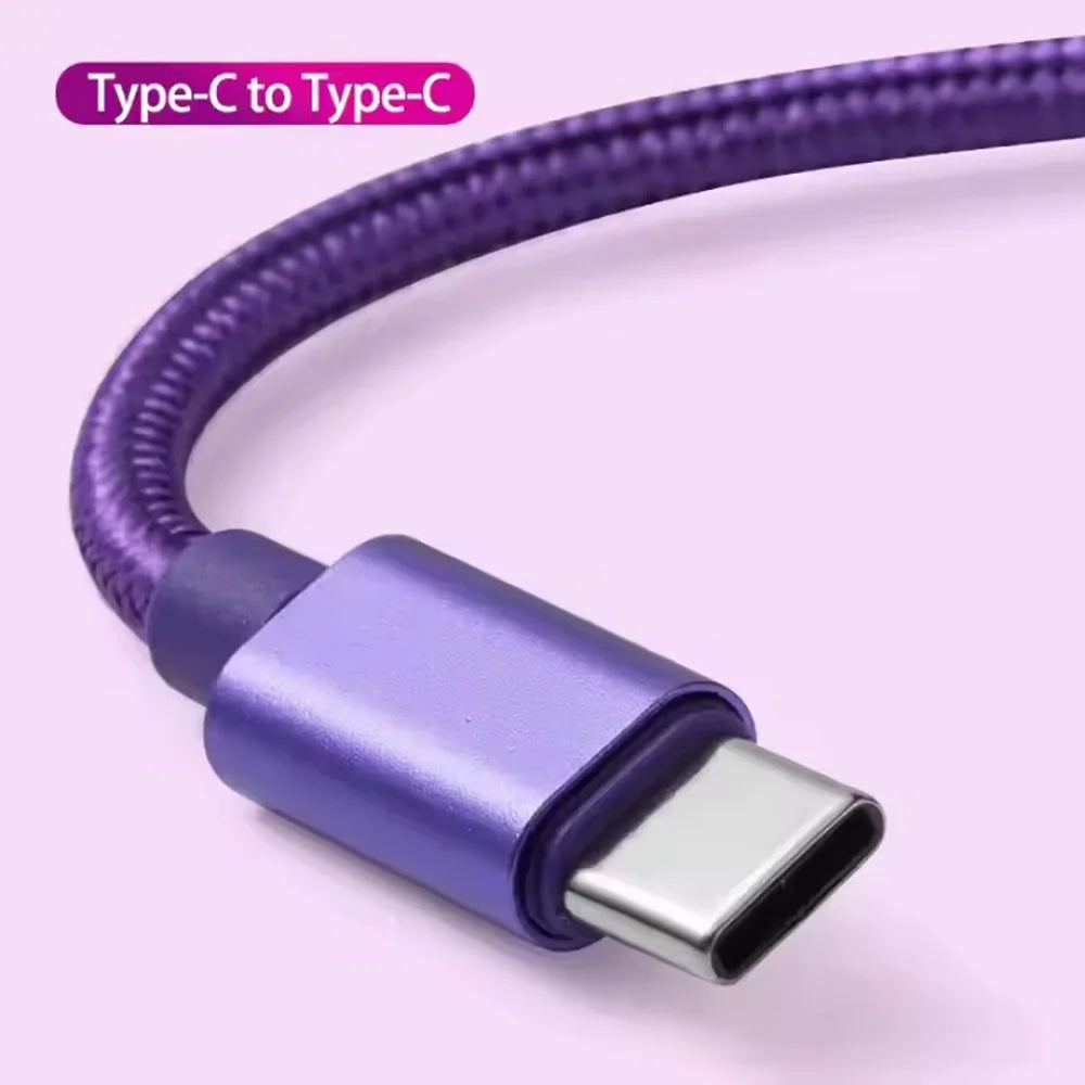 66W 5A USB-C Fast Charging Nylon Cable 1M/2M/3M | iPhone & Samsung
