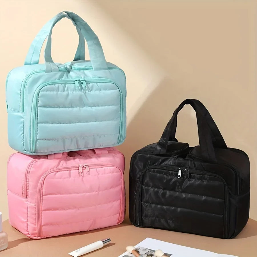 Large Capacity Quilted Makeup Bag-portable Multi Functional Storage