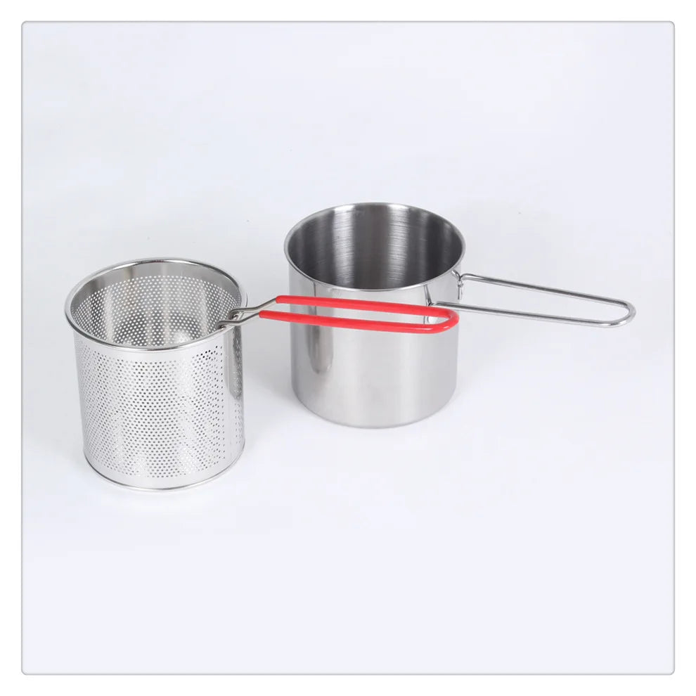 Stainless Steel Deep Fryer Frying Basket Multifunctional Small Pot