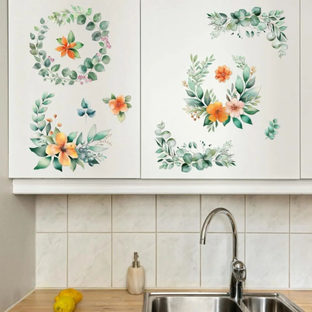 Rub-On Transfer Decals – Leaf & Flower Wreath 6×12" 3-Pack
