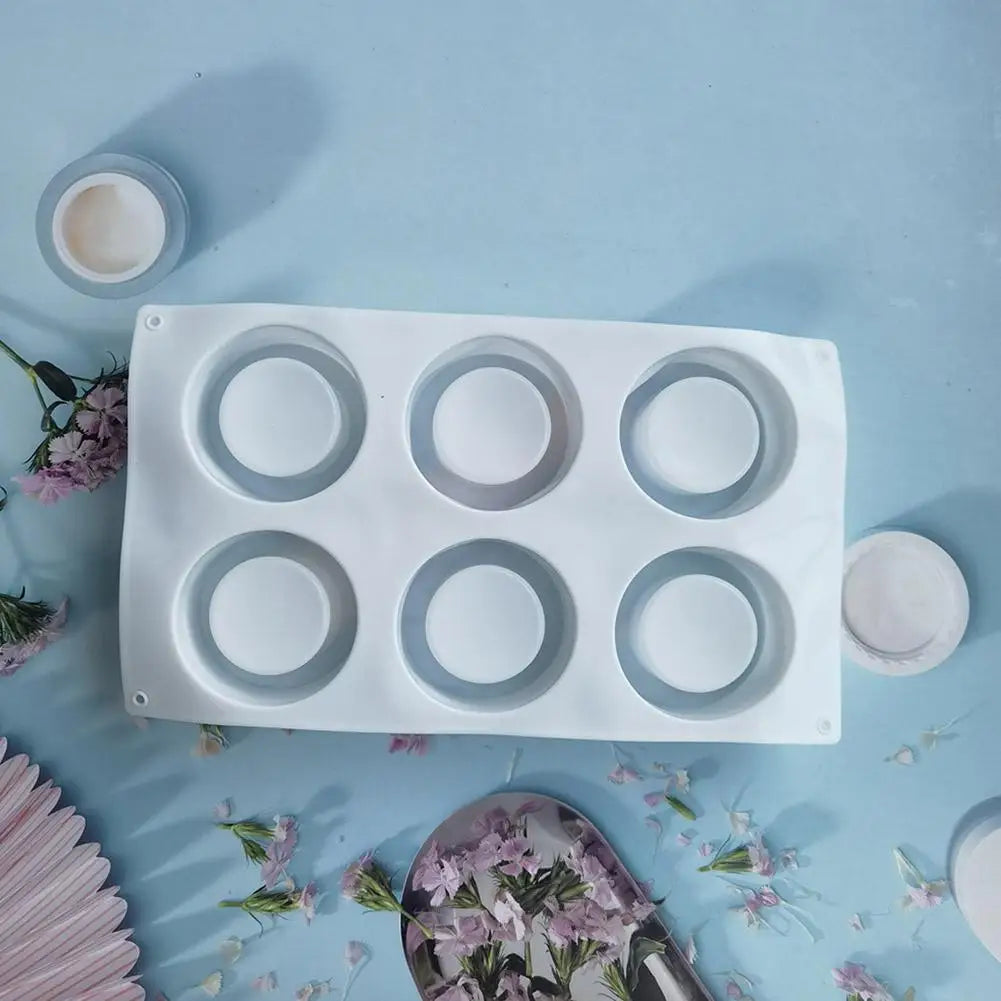 6-Hole Silicone Mousse Cake Mold – Cylinder Cupcake & Pudding Pan