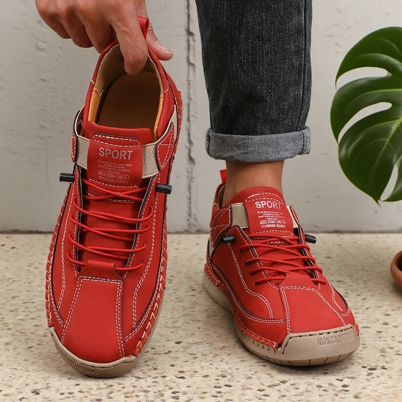 ZULIWAGN Retro Men's Leather Strap Sneakers | Casual Walking Shoes