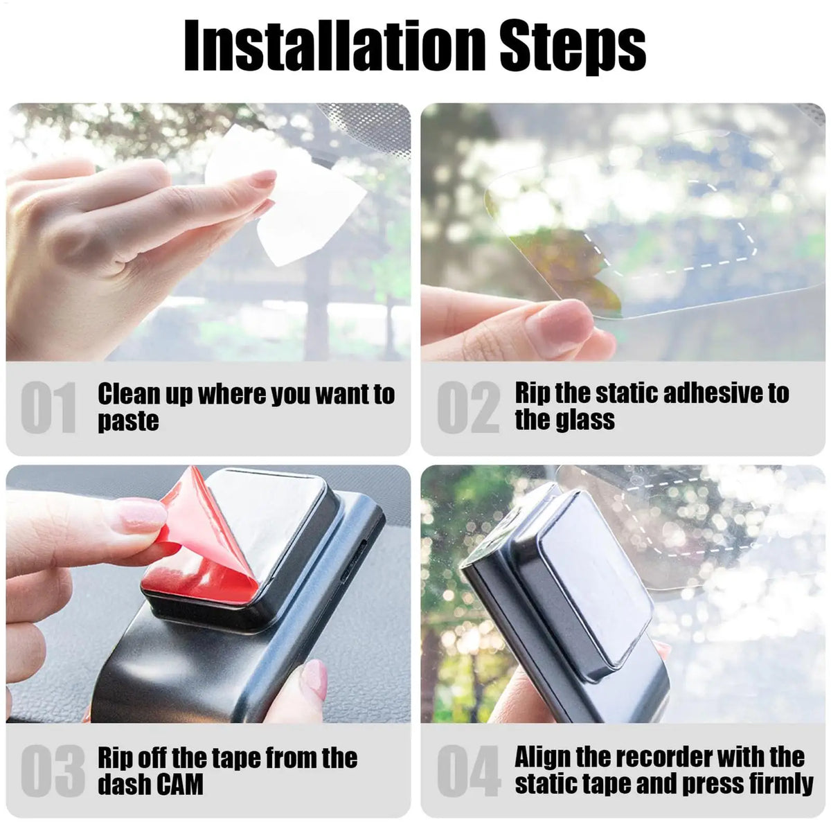 6-Pack Dash Cam Windshield Electrostatic Sticker Film – PET