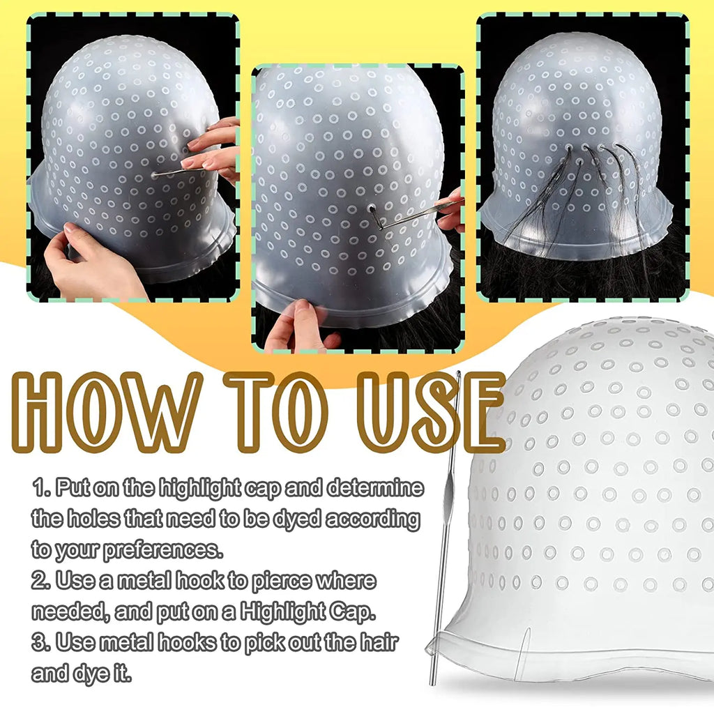 Silicone Hair Highlight Cap – Reusable Frosting & Dye Tool