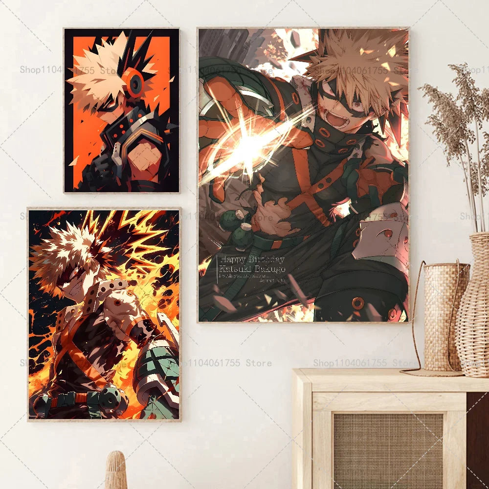 My Hero Academia Bakugo Anime Wall Poster Self-Adhesive Sticker