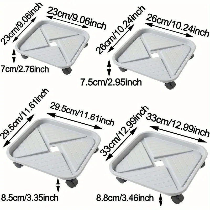 Plant Ball Cage Four Wheels Drainage Tray Square Flower Pot Mover