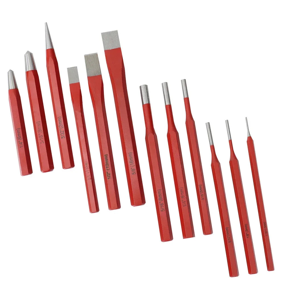 12-Piece Punch & Chisel Set – Metal, Stone, Wood & Brick