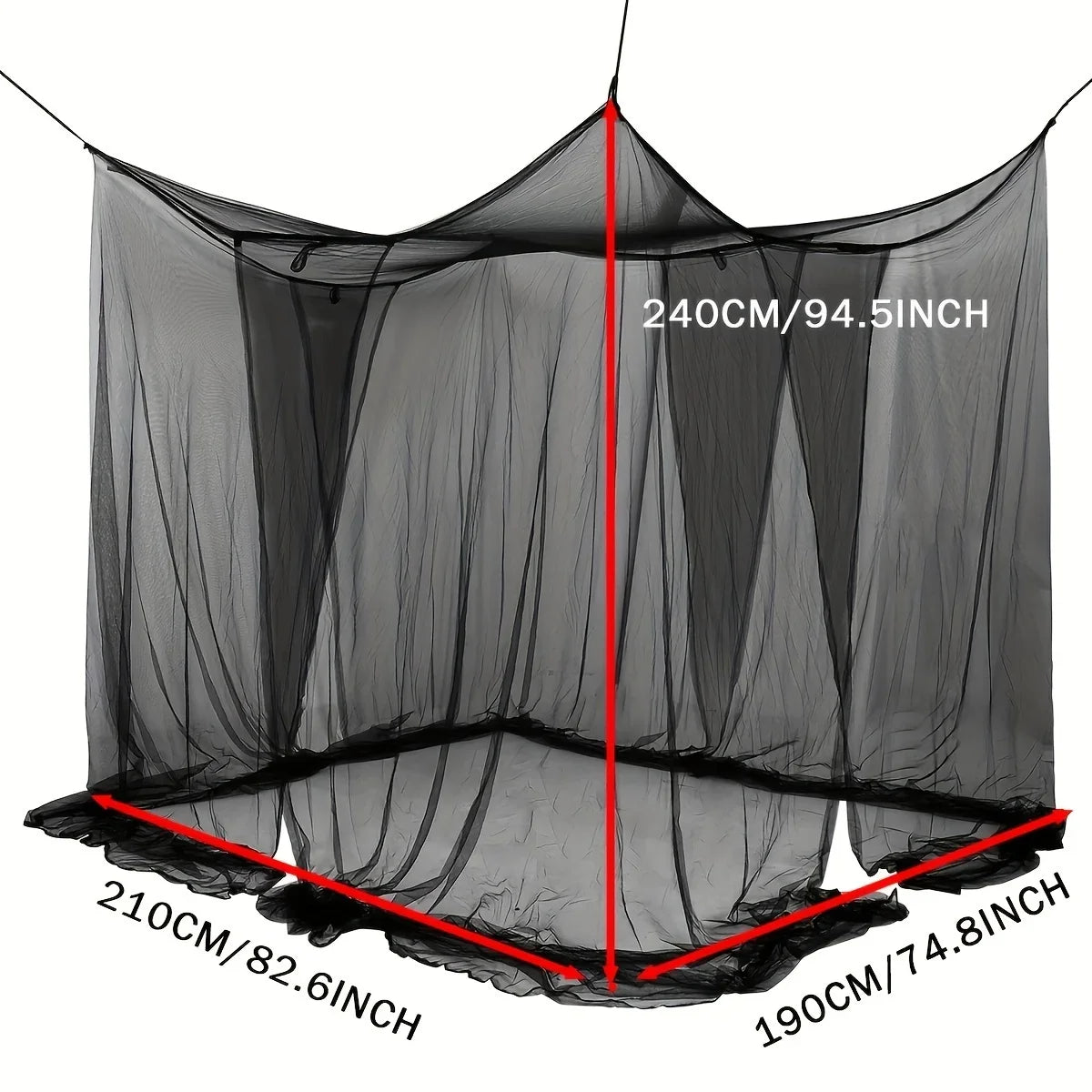 Quadrangle Mosquito Net Floor Ceiling Bed Canopy Fits All Sizes