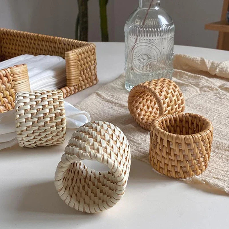 Handmade Rattan Napkin Rings | Rustic Woven Table Decor
