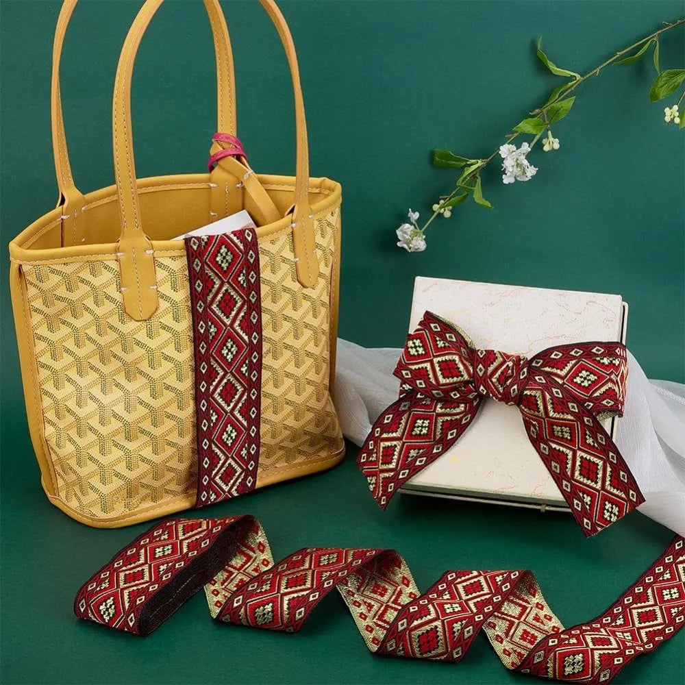 Boho Jacquard Ribbon 2" Rhombus Woven Trim – 7.66 Yards