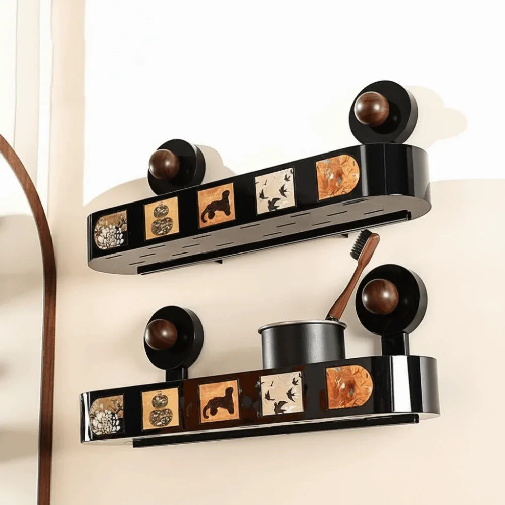 Punch-Free Suction Cup Bathroom Shelf | Wall Mounted Organizer