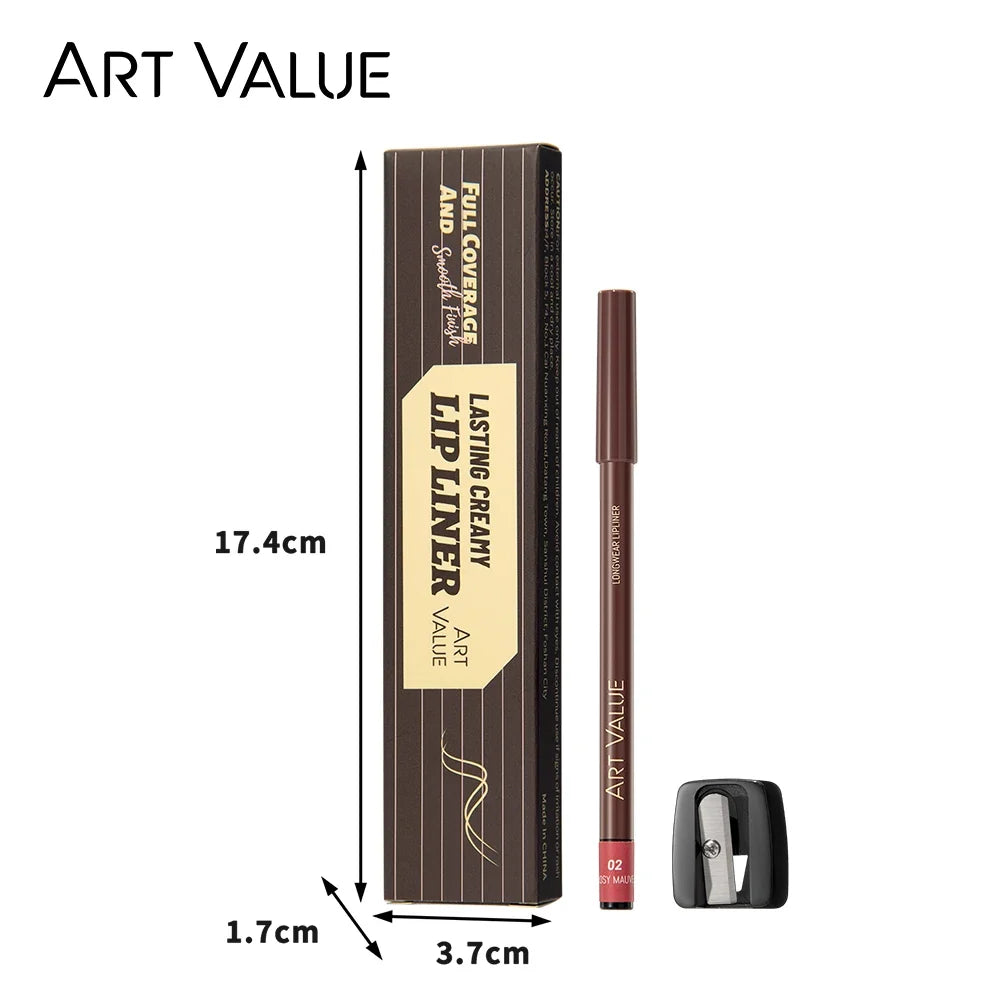 Art Value 12-Color Waterproof Matte Lip Liner Pencil – Long Lasting