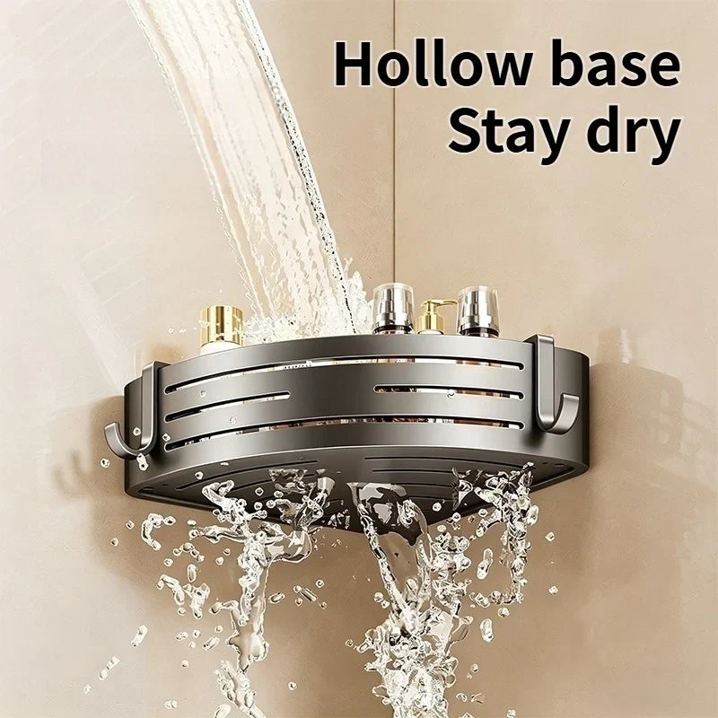 No-Drill Suction Cup Bathroom Corner Shelf & Shampoo Rack