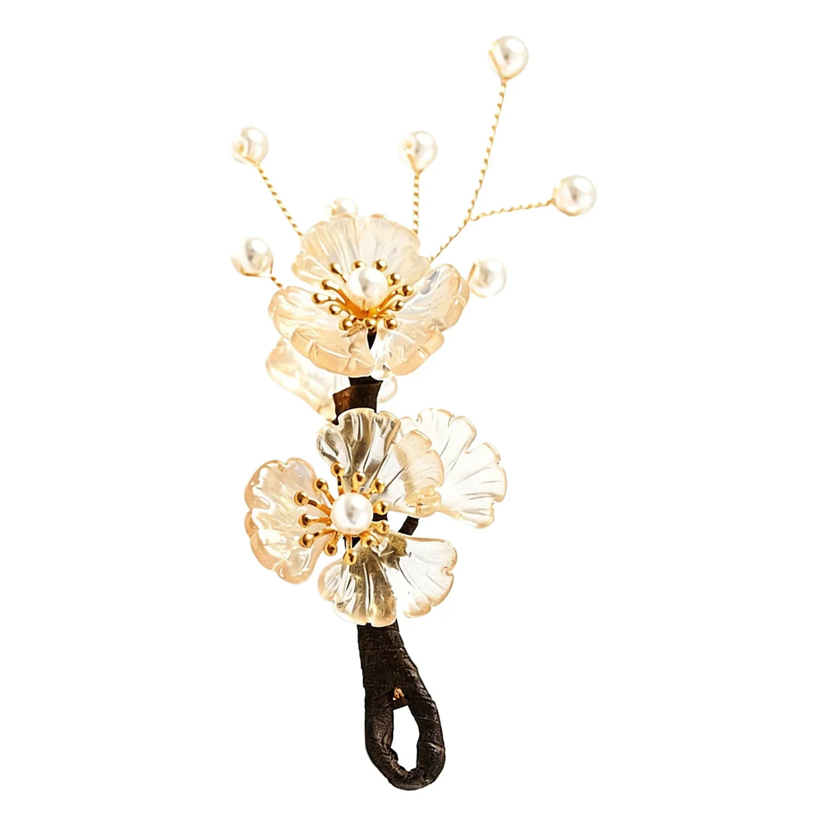 Vintage Gradient Glass Flower Hairpin for Hanfu | Hair Accessory