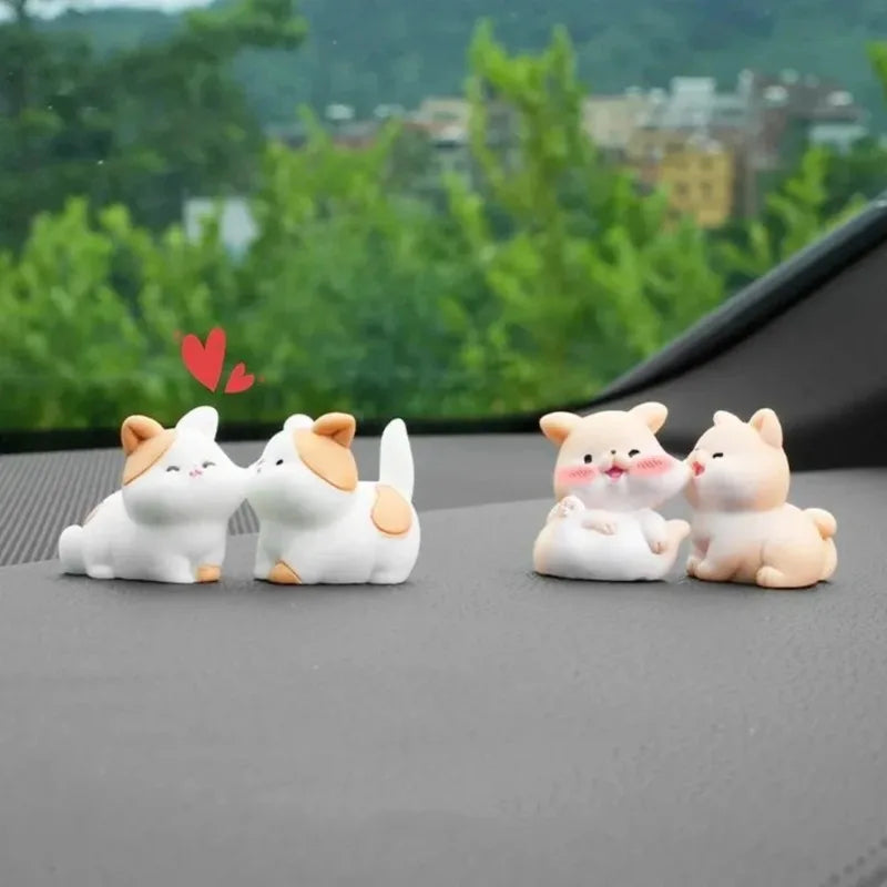 Kiss Face Rabbit Kitten Doll Car Decor Funny Resin Ducks Frogs