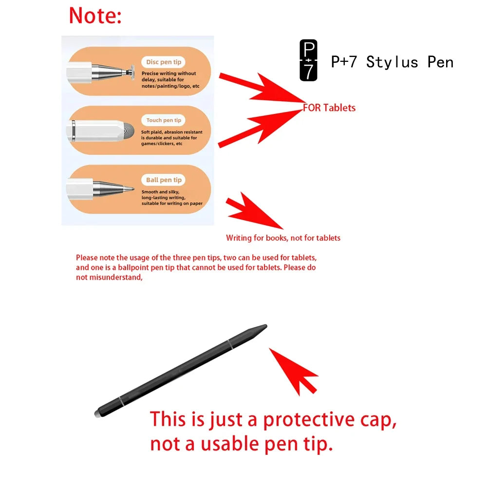 P+7 Universal 3-Tip Stylus Pen for Android & iOS Tablets