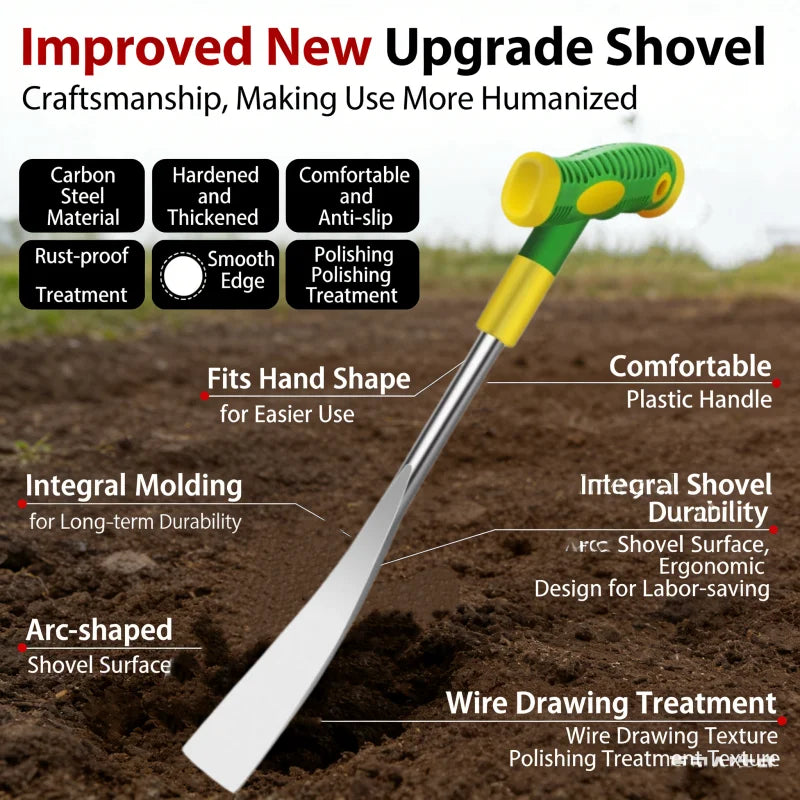 T-Handle Garlic Digging Shovel | Carbon Steel Garden Trowel