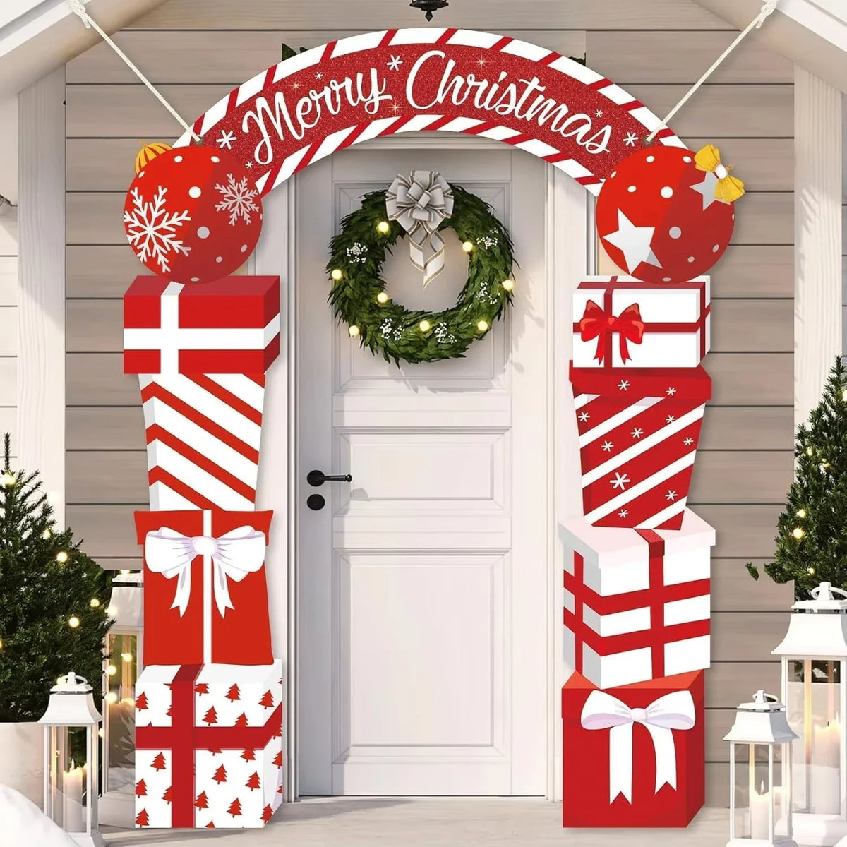 Christmas Door Decoration Merry Porch Sign Front Banner Xmas Hanging