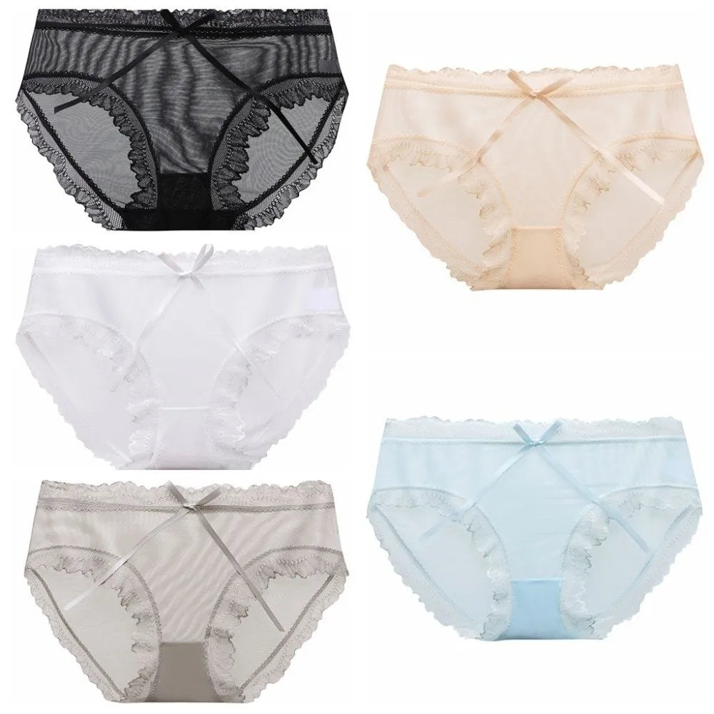 Women's Low-Rise Lace Seamless Briefs – Ice Silk Mesh Panties