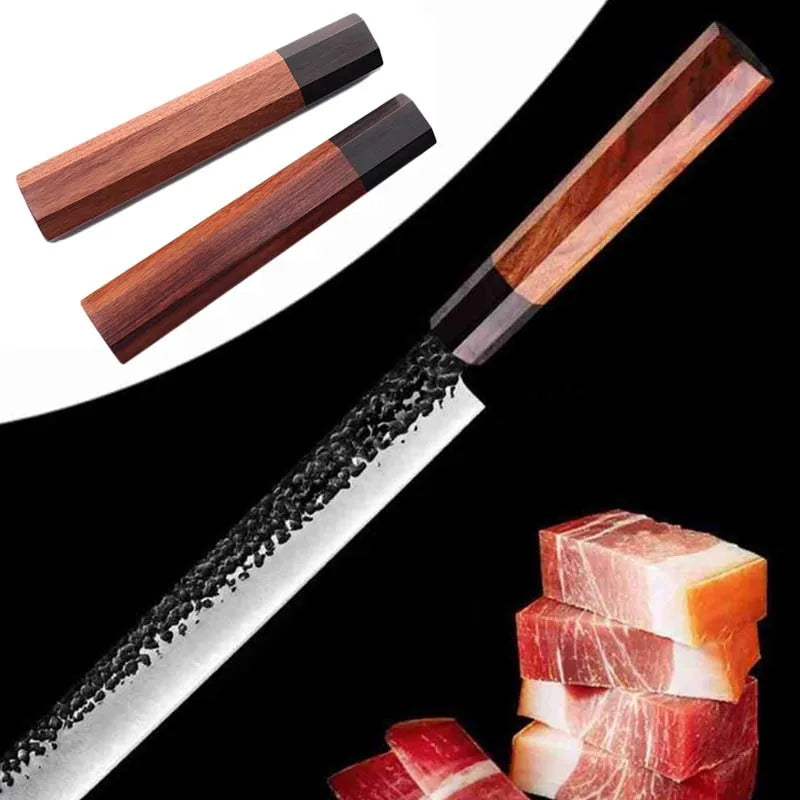 Octagonal Red Wood Kitchen Knife Handle – 135mm Replacement