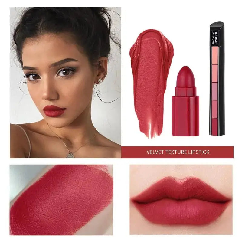 Fit Colors Velvet Matte Lipstick Set – 5 Shades, Long-Lasting