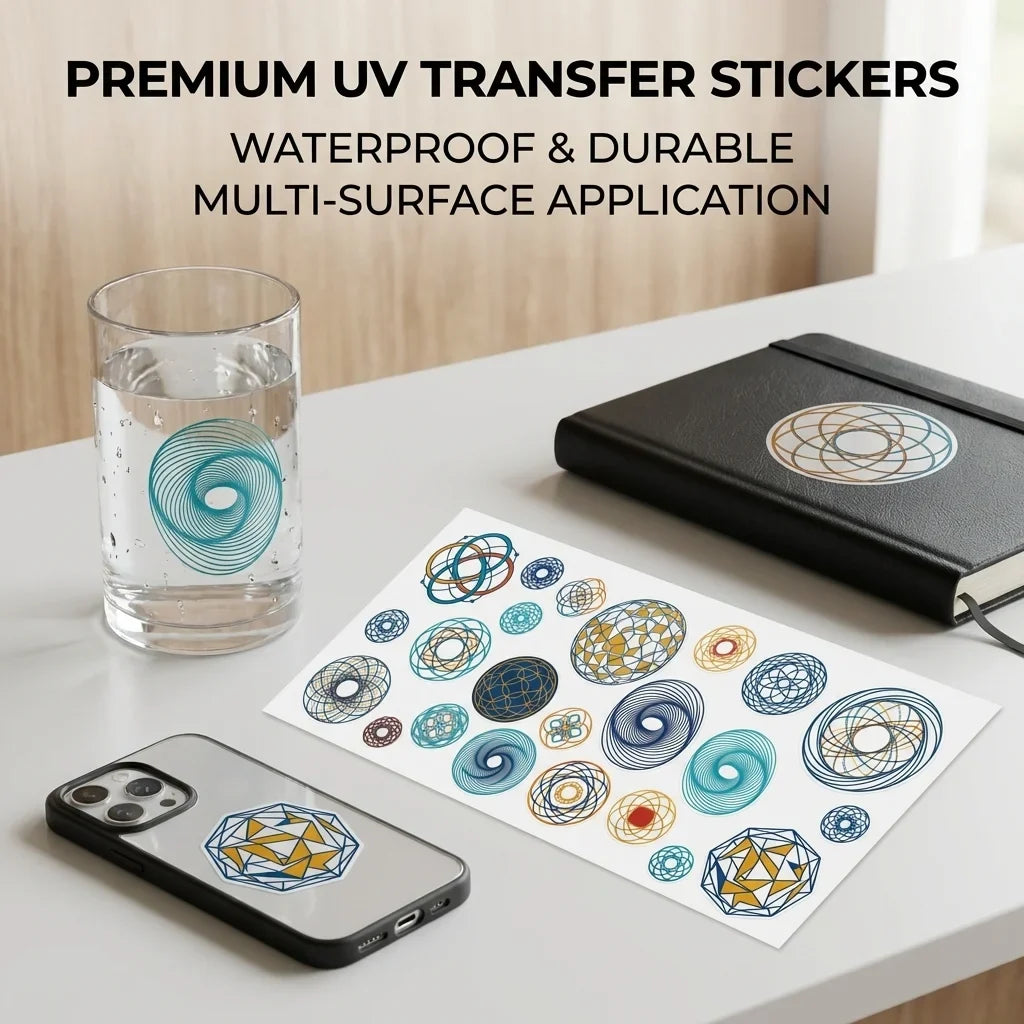 Sacred Geometry UV Transfer Stickers – Waterproof Decals