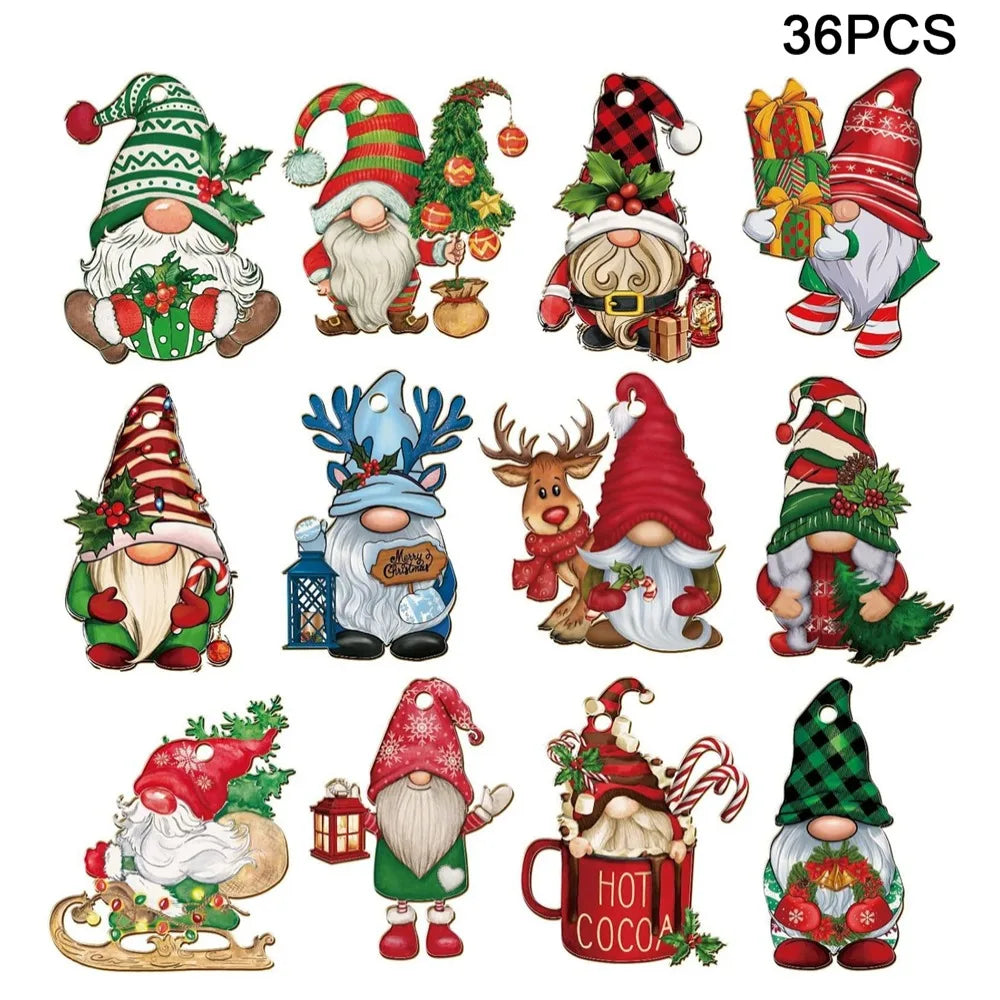 Christmas Wooden Hanging Ornaments – Santa, Snowman & Tree