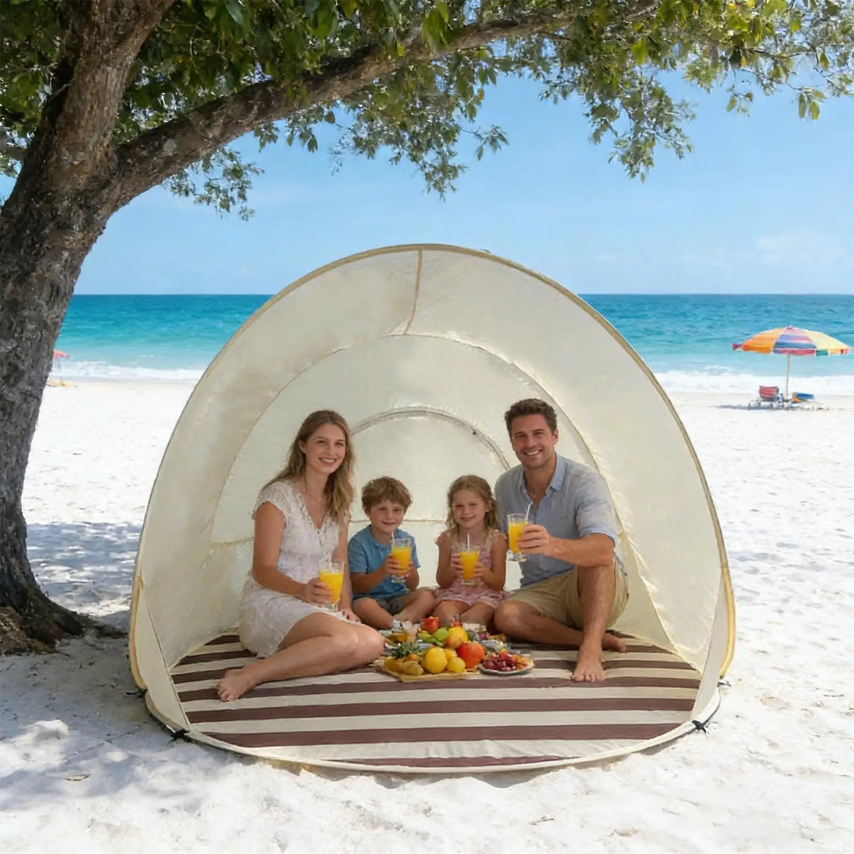 Pop-Up Beach Tent 3-4 Person | UPF 50+ Sun Shelter Canopy
