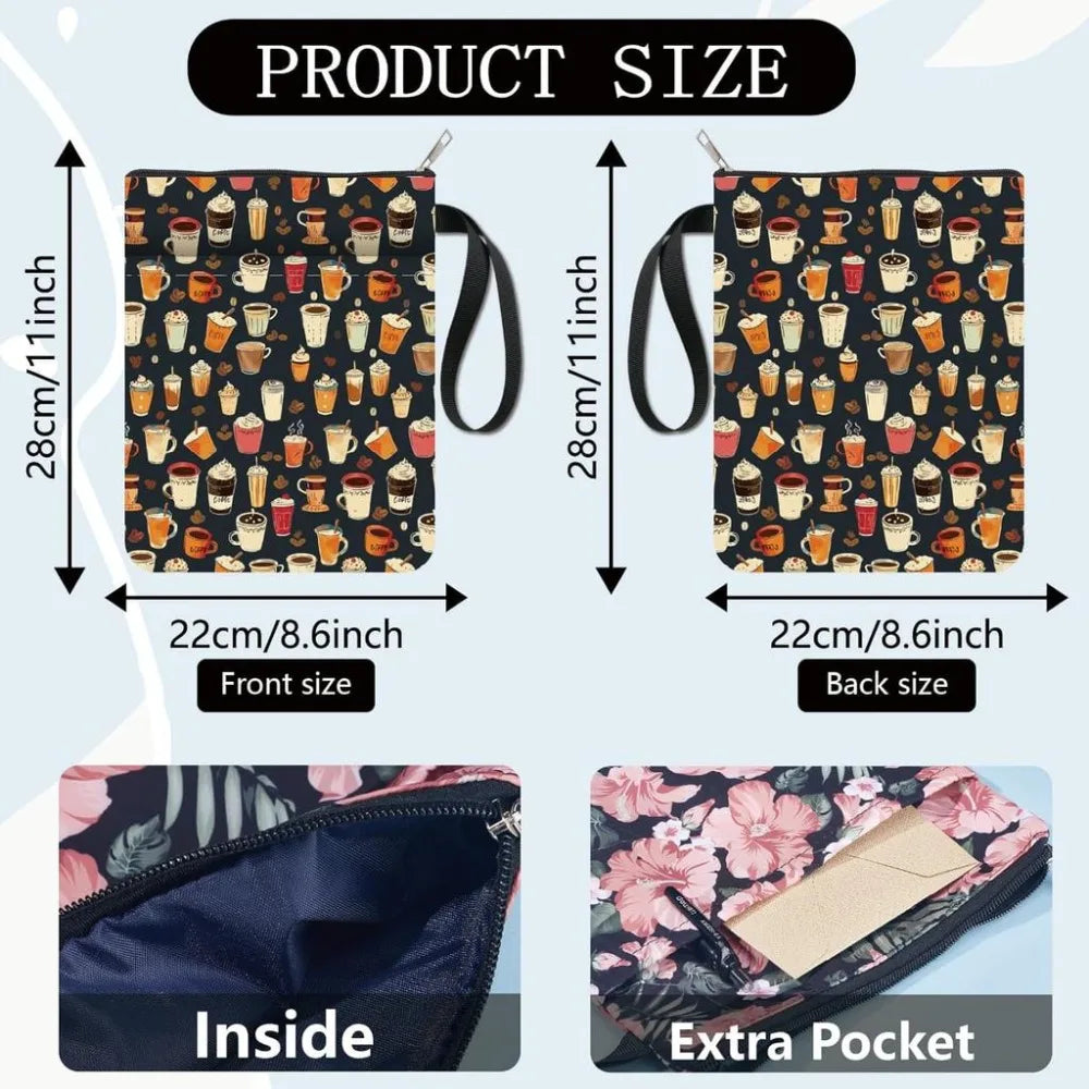 Coffee Fabric Book Sleeve – Zippered Washable Book Cover