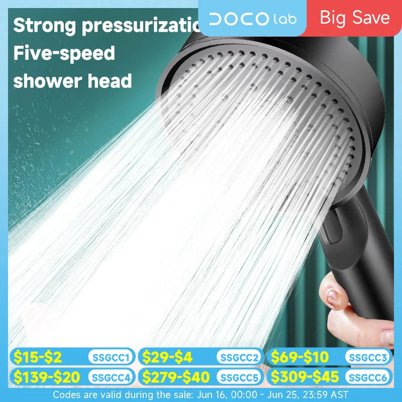 DOCO LAB 5-Mode Handheld Shower Head | Pressure Boost